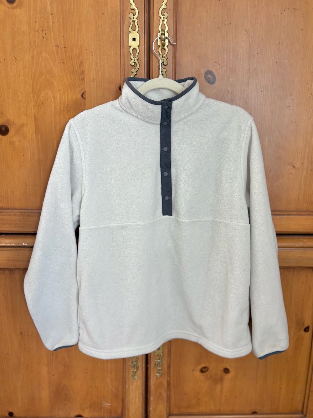 L.L. Bean Fleece Snap Pullover Women’s Size Medium White